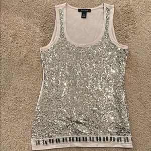 White House Black Market Gold Sequin Tank Top